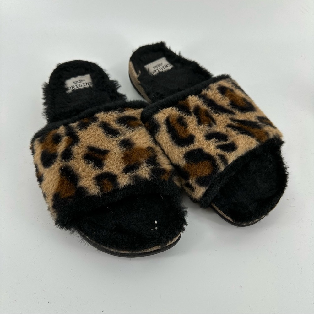 Earth Origins Cheetah Print Slippers Faux Fur